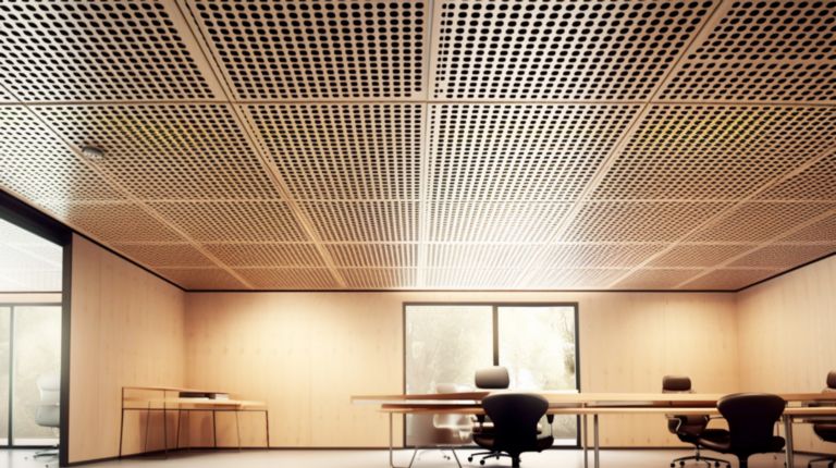 perforated timber acoustic ceiling panels