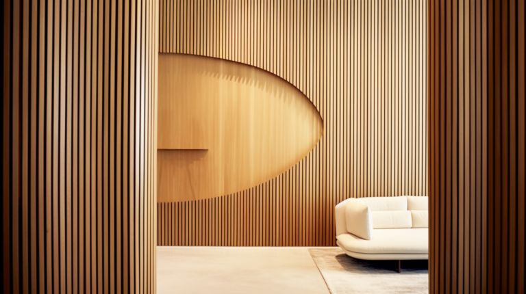 slatted wood paneling